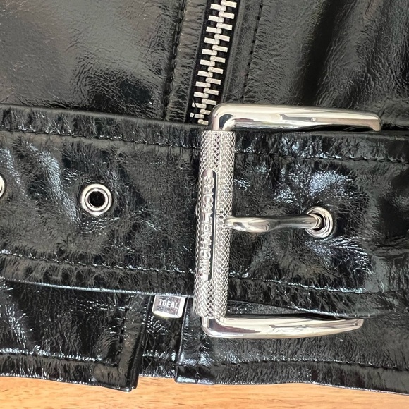 MICHAEL KORS Short Sleeve Black Leather Moto Biker Jacket Medium - Picture 5 of 12